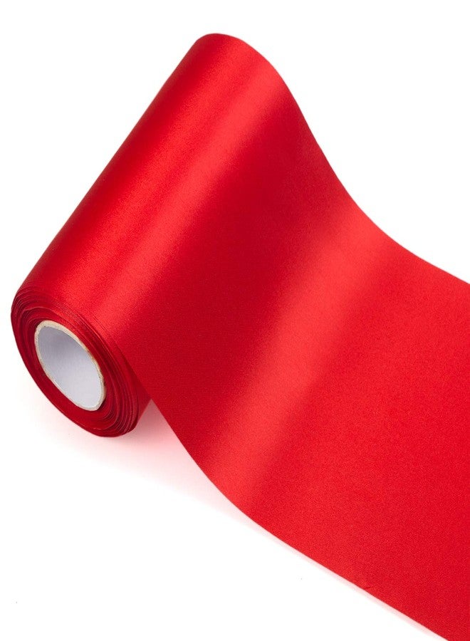 ADVcer 8 inch Wide Red Satin Ribbon Roll - 24.1 Yard Long Bulk for Christmas Holiday Decorative, Wedding Birthday Ceremonial, Gift Wrapping, Ribbons Cutting, Chair Sashes, Indoor and Outdoor Embellish - Image 1